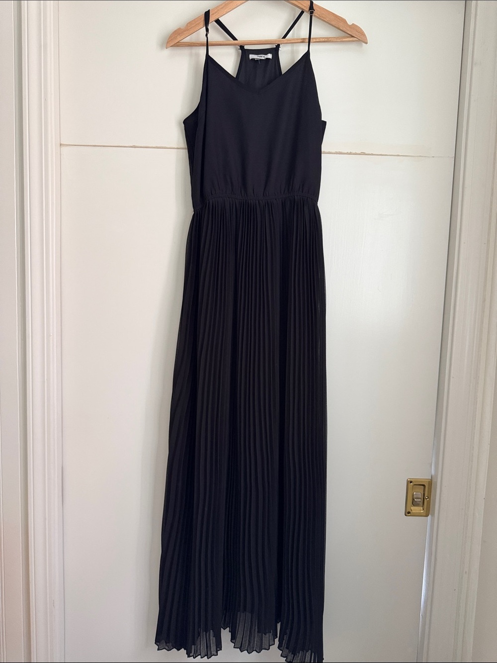 Bar III Black Pleated Maxi Dress with Spaghetti Straps